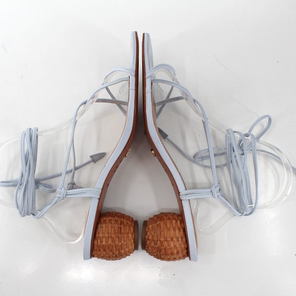 Vincenza Shoes Leather Wrap Woven Ball Heel Thong Sandal Sky Blue EUR 40/US 9 - Picture 8 of 13